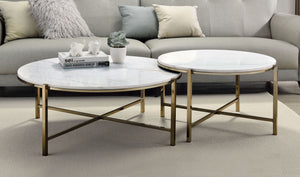 Zaidee - Marble Top Nickel Nesting Table Set - White - Best Buy Furniture