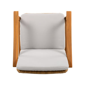 Outdoor Dining Chairs Set of 2, Teak Color Acacia Wood Frame