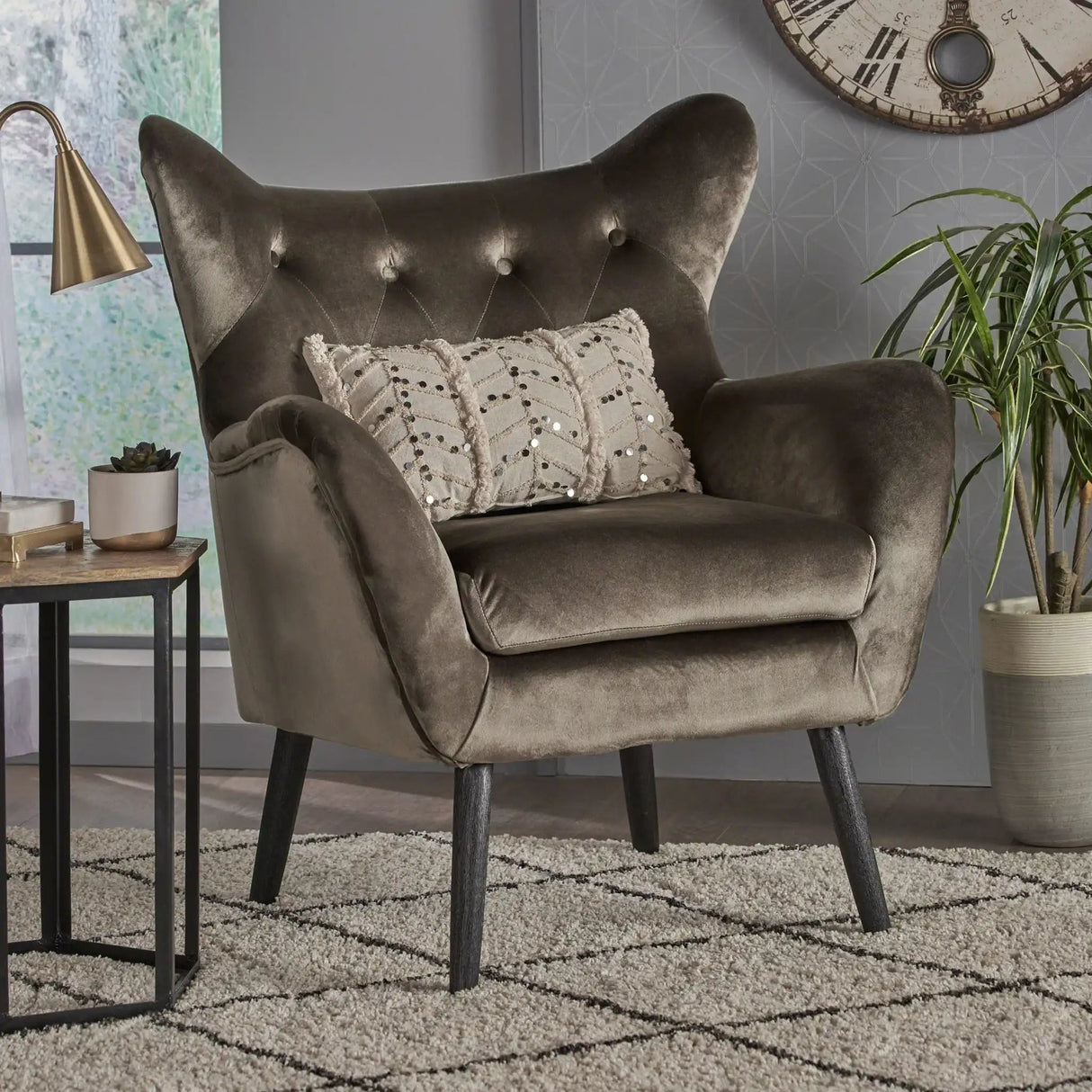 Alyssa - Mid Century Upholstered Arm Chair With Wingback Design - Best Buy Furniture