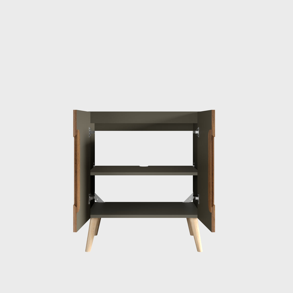 Etna 30-Inch Bathroom Vanity, Walnut Striped, Modern Freestanding Cabinet