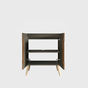 Etna 30-Inch Bathroom Vanity, Walnut Striped, Modern Freestanding Cabinet