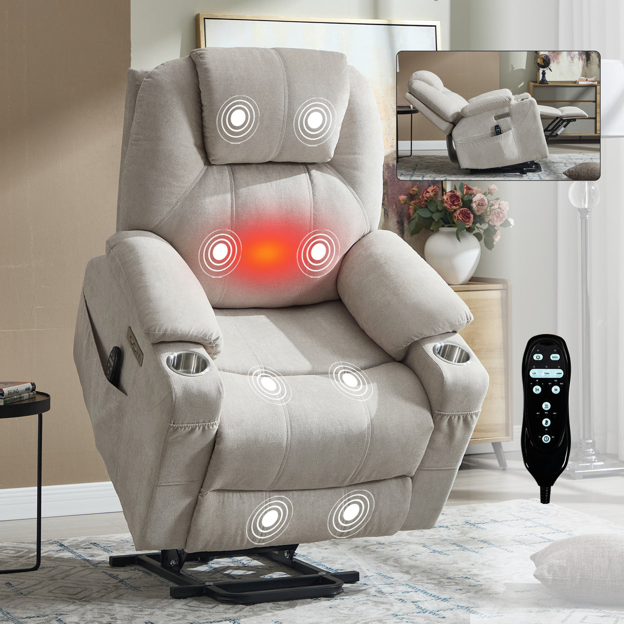 Premium Power Lift Recliner Chair with Massage Functionality