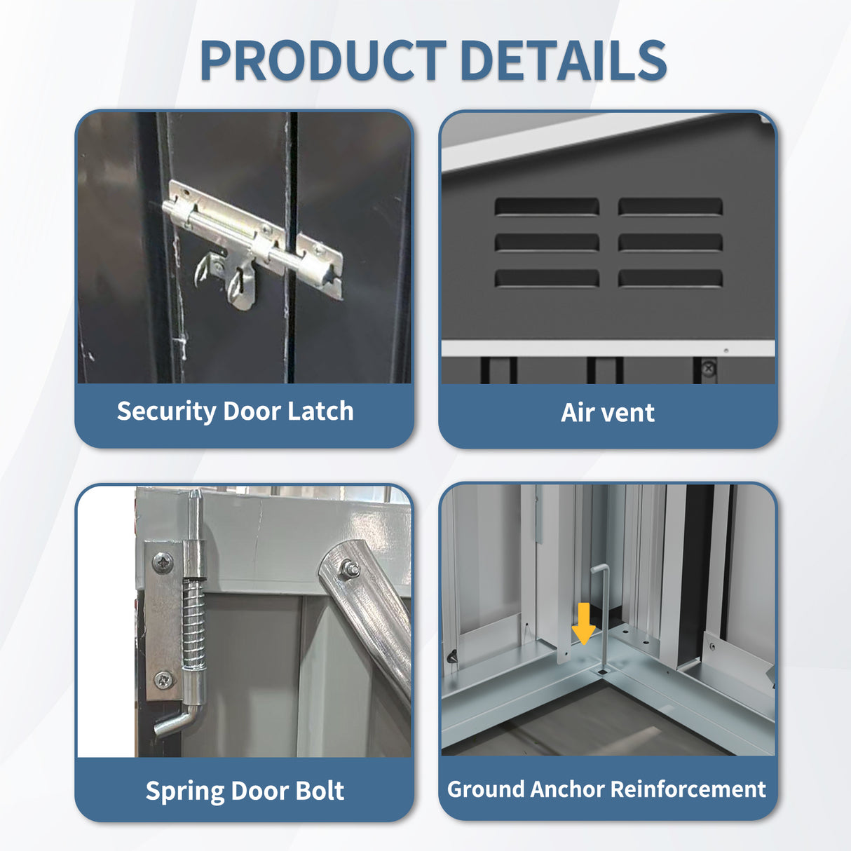 8ft x 4ft Outdoor Metal Storage Shed with Lockable Latch