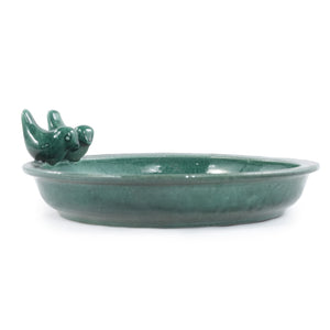 Handmade Ceramic Bird Bath, 11.8 Inch Forest