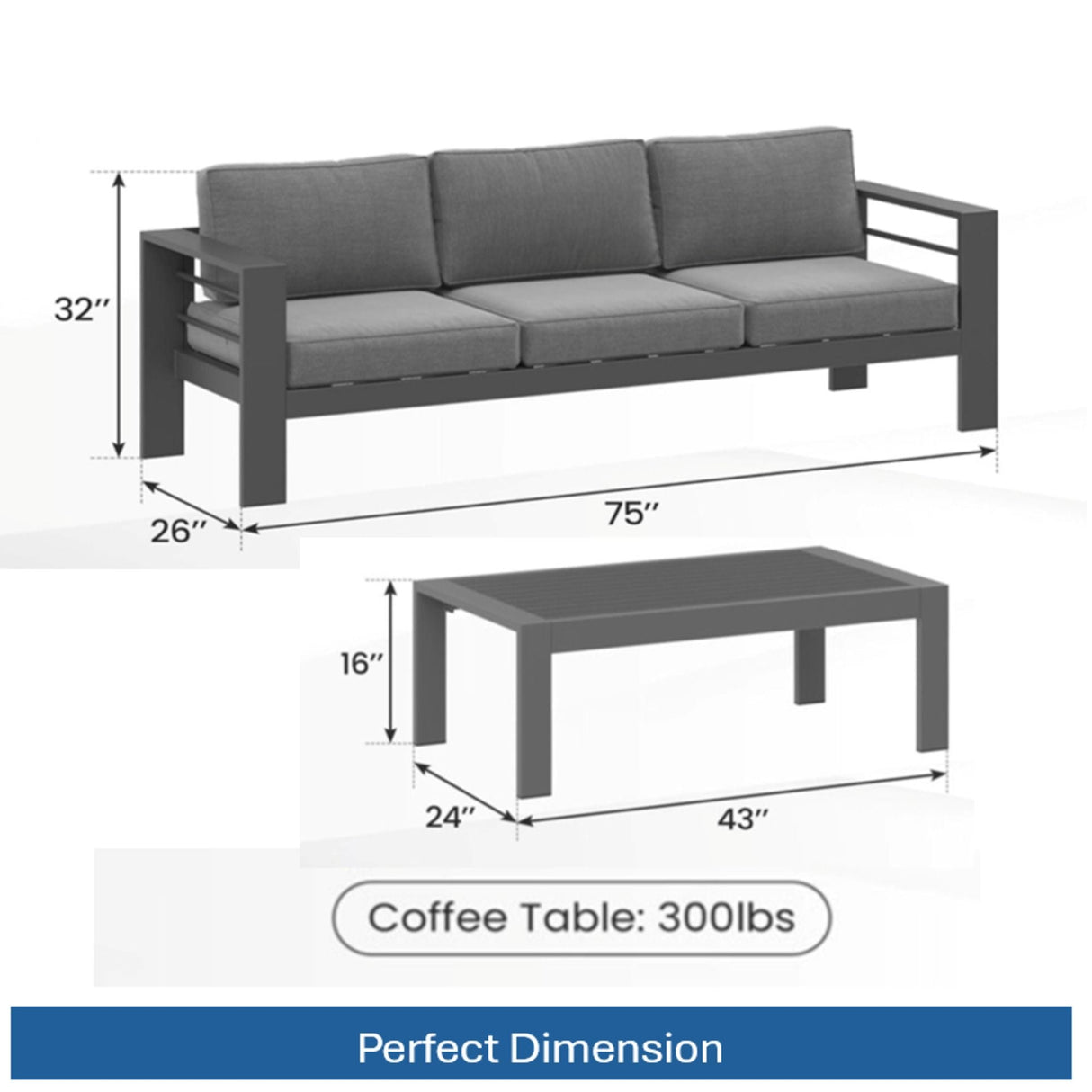 Outdoor Patio Set, All-Weather With Thick Cushions