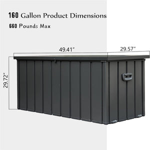 160 Gallon Outdoor Storage Deck Box Waterproof, Large Patio Storage Bin