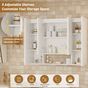 Wall Mounted Bathroom Cabinet With 5 Adjustable Shelves