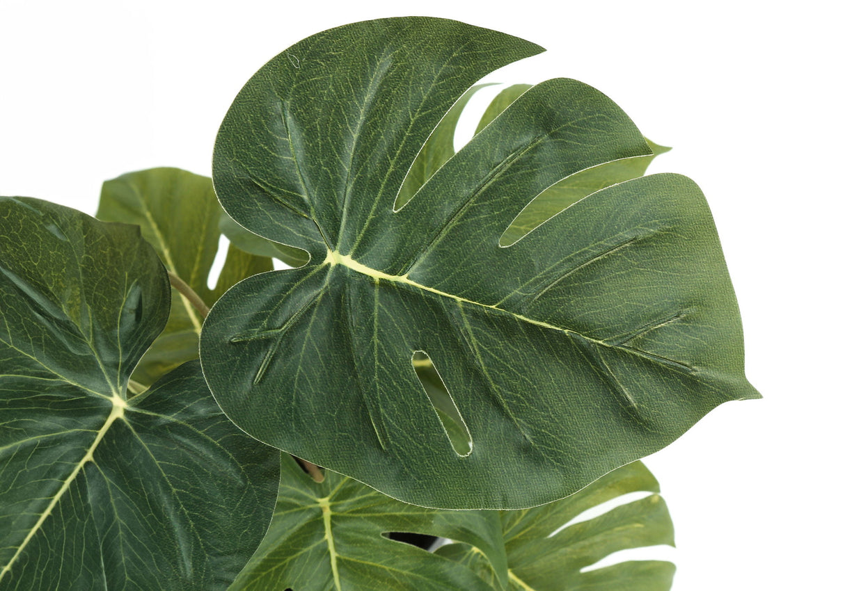 13" Tall, Artificial Plant, Monstera Calthea, Indoor, Faux, Fake, Table, Greenery, Potted, Decorative (Set of 2) - Green / Black