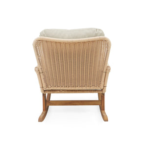 Contemporary Minimalist Wicker Rocking Chair With Soft Cushions