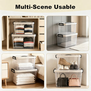 4 Pack 90 QT Plastic Storage Bins with Lids,Clear Stackable Bins with Secure Latches and Handles Heavy-Duty Storage Containers For Home Office and Garage Organization
