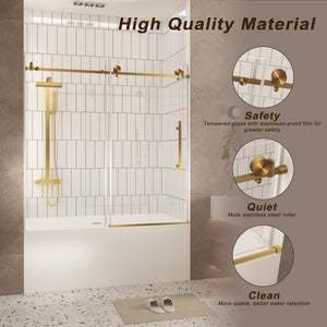 Frameless Shower Door, Smooth Sliding Tracks