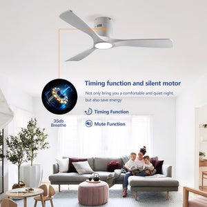 52 Inch Mounting Type Solid Wood Ceiling Fan With Light Kit