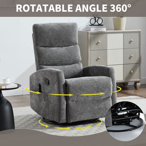 Heat Massage Manual Recliner Chair with Rocker and Swivel in Fabric