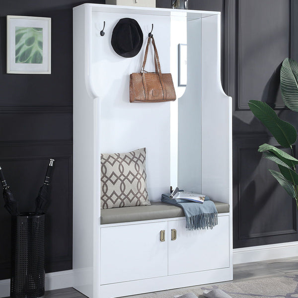 Buck II - High Gloss Hall Tree - White - Best Buy Furniture