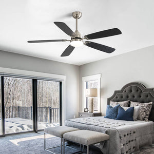 Ceiling Fan With LED Light, 6-Speed Wind, 5 Blades, Remote Control DC Motor