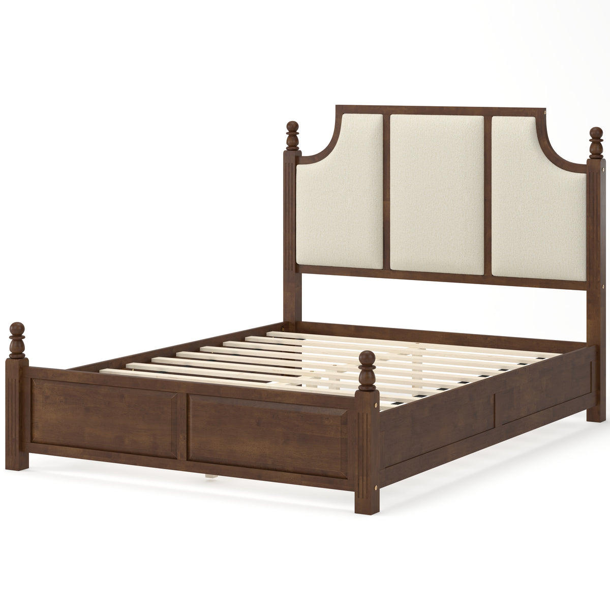 Queen Size Farmhouse Solid Wood Platform Bed Frame, with 50.8" Tall