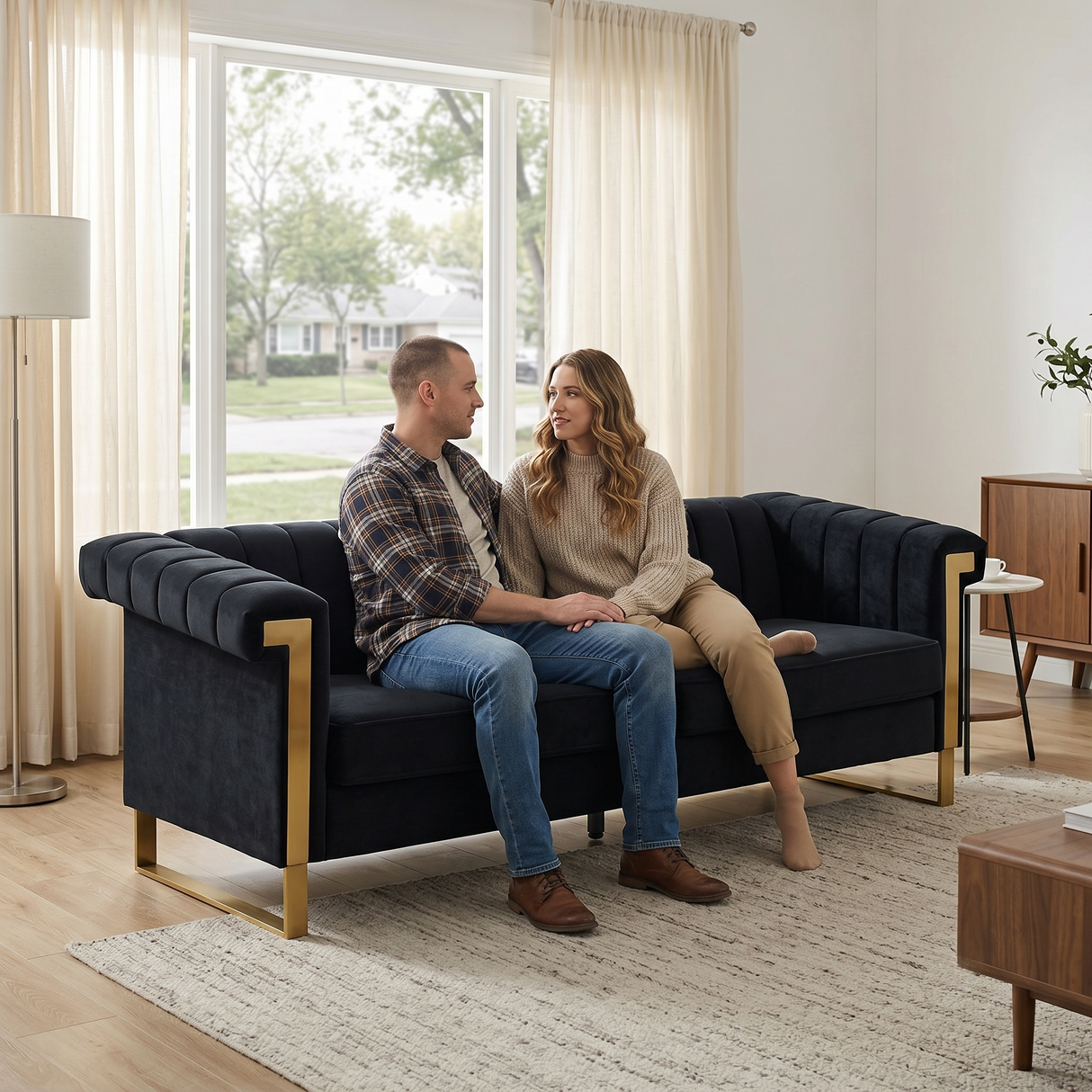 FX-P81B-BK Chesterfield Sofa
