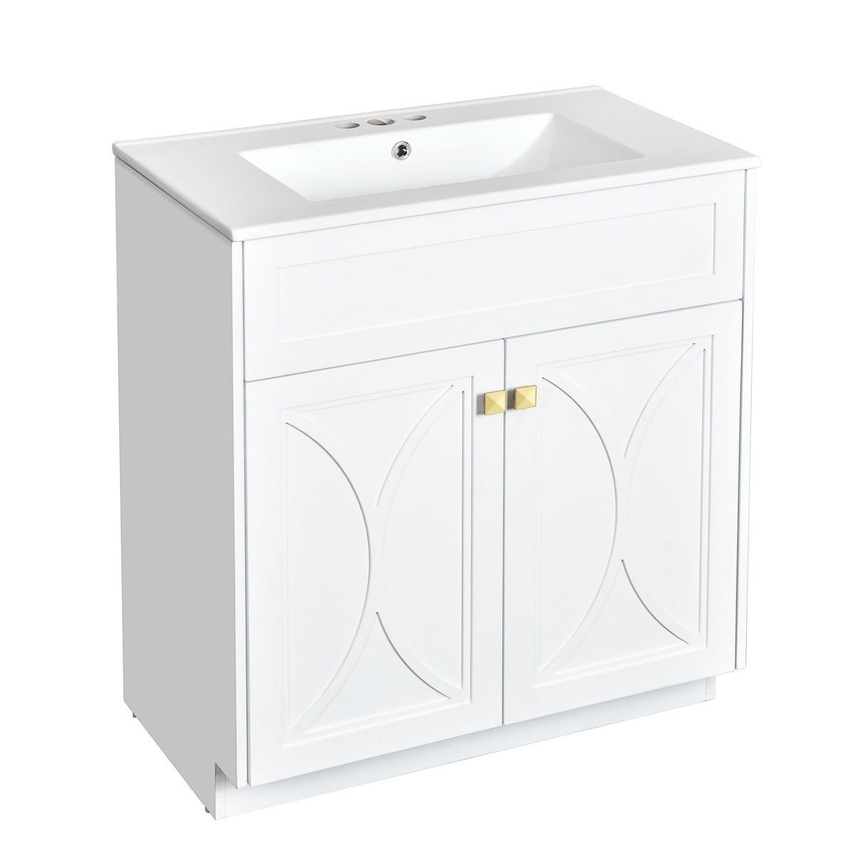 Bathroom Vanity With Sink, Freestanding Storage Cabinet With Handles, Soft Closing Doors