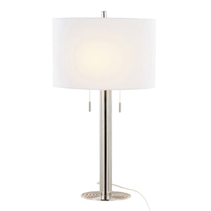 Master - 29" Contemporary Table Lamp (Set of 2) - Polished Nickel / White