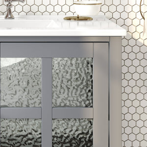 Bathroom Vanity With Ceramic Sink, Adjustable & Open Shelf