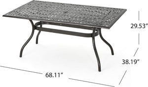Ravenna 6-Person Metal Patio Dining Set with Rectangular Table