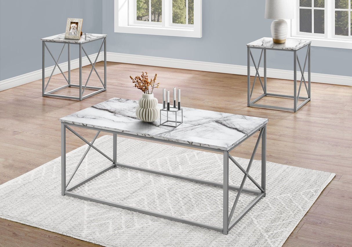 Table Set, Coffee, End, Side, Accent, Living Room, Marble Look Laminate, Contemporary & Modern (Set of 3) - Best Buy Furniture