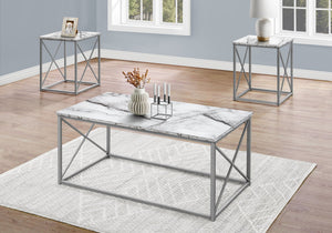 Table Set, Coffee, End, Side, Accent, Living Room, Marble Look Laminate, Contemporary & Modern (Set of 3) - Best Buy Furniture
