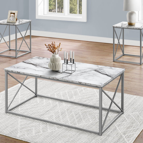 Table Set, Coffee, End, Side, Accent, Living Room, Marble Look Laminate, Contemporary & Modern (Set of 3) - Best Buy Furniture