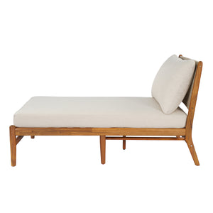 Cape Outdoor Acacia Chaise Lounge with Rope Woven