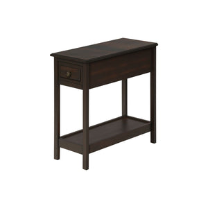Accent End Table, 2 Tier, Storage Drawer, Transitional - Walnut
