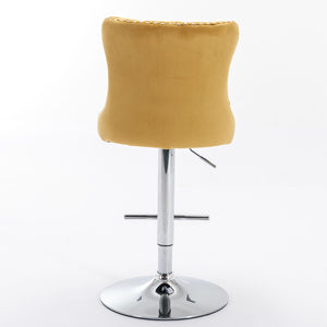 Swivel Barstools Adjusatble Seat Height From 25-33", Modern Upholstered Base Bar Stools With Backs Comfortable Tufted For Home Pub And Kitchen Island (Set of 2)