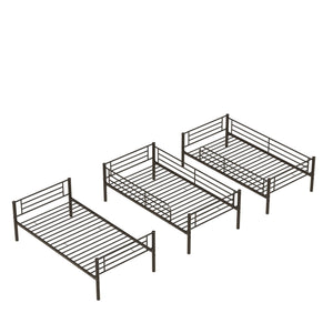 Twin Size Metal Triple Bunk Bed For Bedroom And Dormitory, Convertible Into 3 Separate Beds - Black
