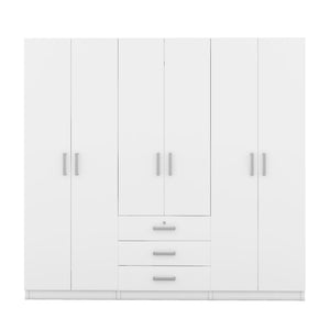 6 Doors Wardrobe Storage For Bedroom, With Big Drawers