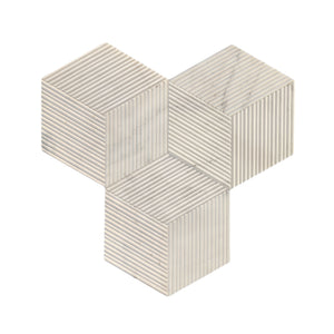 Hexagon Natural Stone Marble Tile, 3D Fluted (Set of 12)