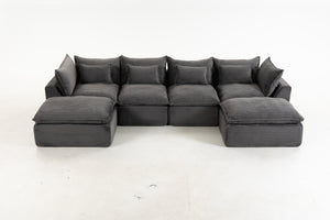 129.8" Width Cloud Couch Oversized Modular Sectional Sofa