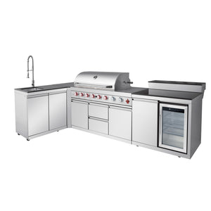 Outdoor Kitchen Island 95.8 Inch 6+1 Burner Propane Gas BBQ Grill 95500 BTU 304 Stainless Steel