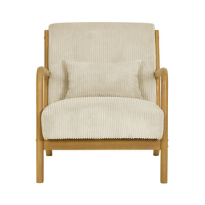 Corduroy Upholstered Wooden Armchair