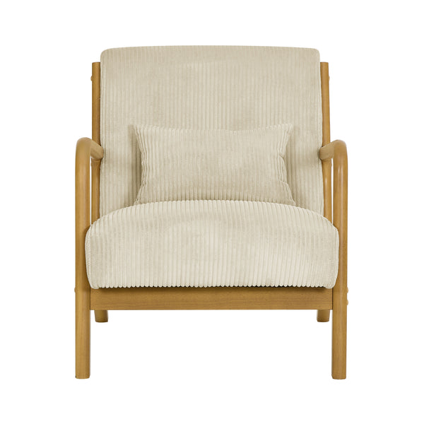 Corduroy Upholstered Wooden Armchair