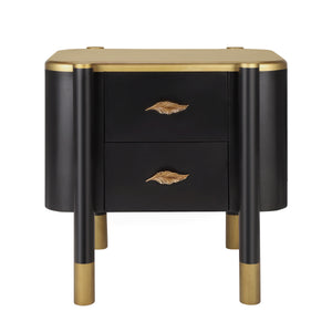 Contemporary 2 Drawers Nightstand with Curved Profile Design