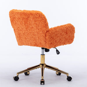 Office Chair, Artificial Rabbit Hair Home Office Chair With Metal Base, Adjustable Desk Chair Swivel Office Chair, Vanity Chair