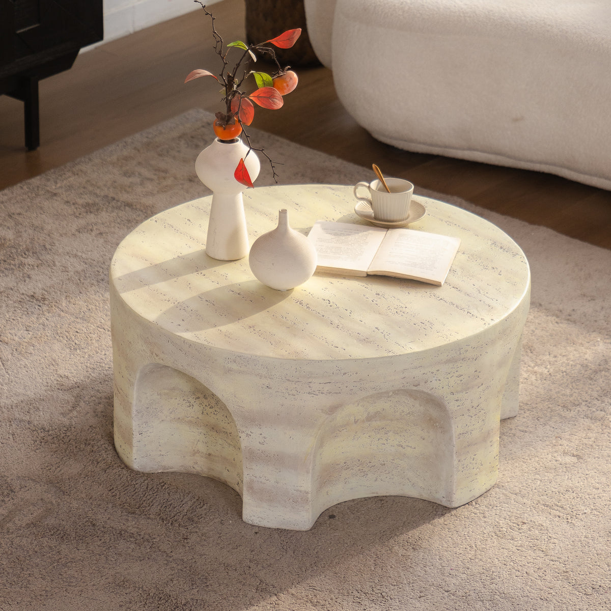Mgo Modern Minimalist Round Accent Coffee Table