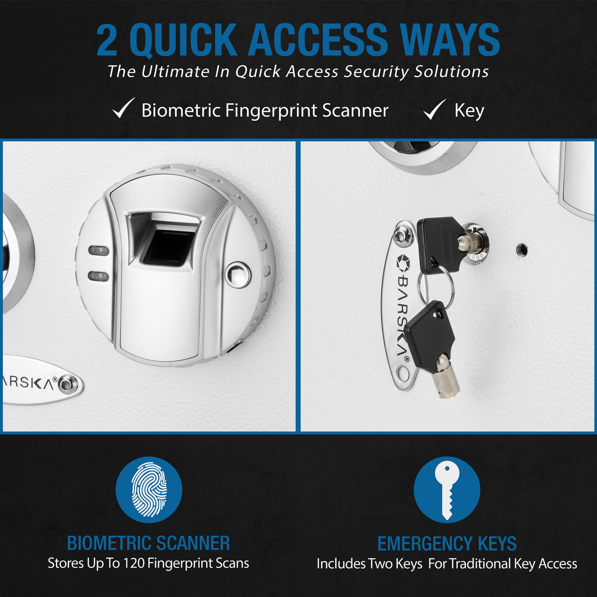 Biometric Wall Safe - White