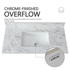 Elegant Sintered Stone Bathroom Vanity Top With Rectangular Undermount Ceramic Sink