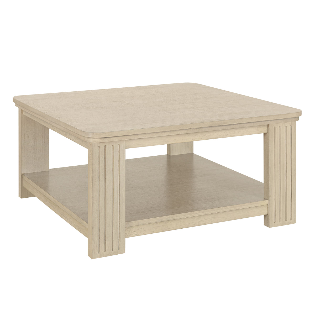 Square Coffee Table with 2-Tier Storage Shelf