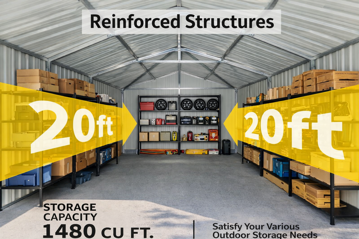 12x20 FT Heavy Duty Metal Garage Shed