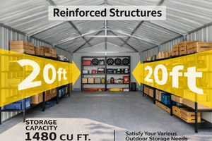 12x20 FT Heavy Duty Metal Garage Shed