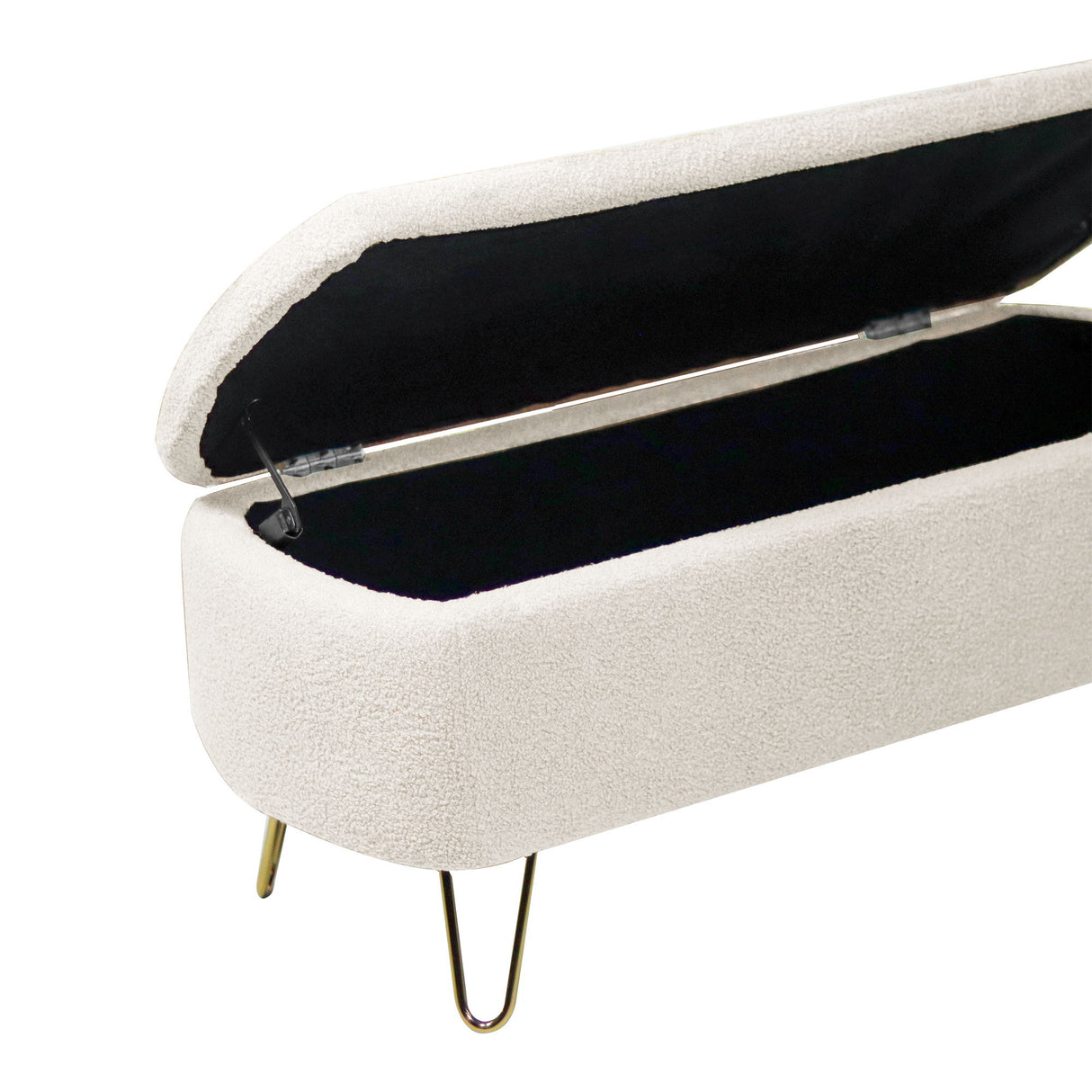 Storage Ottoman Bench For End Of Bed Legs, Modern Camel Faux Fur Entryway Bench Upholstered Padded With Storage For Living Room Bedroom
