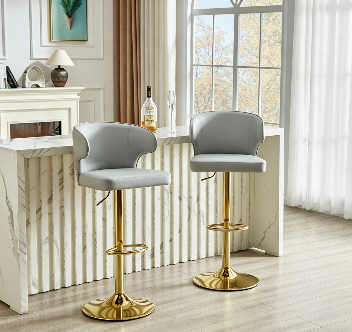 Modern Rotating Adjustable Bar Chair Set - Grey