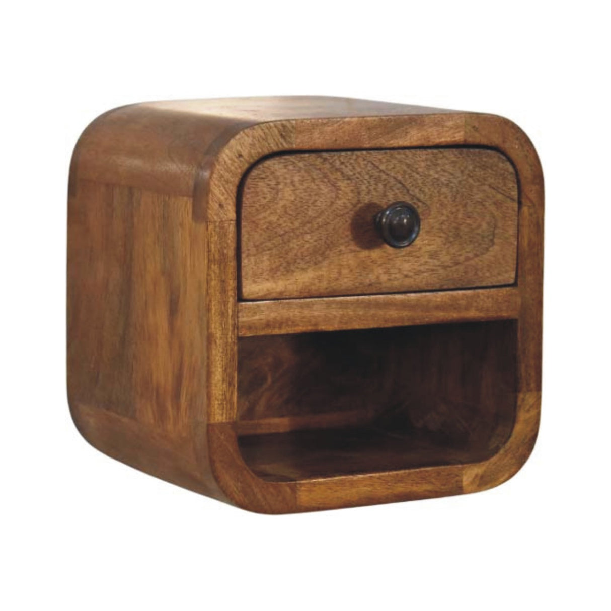 Solid Wood Curved Wall Mounted Bedside Table