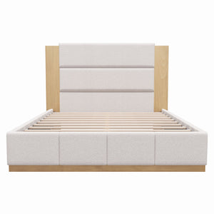 Modern Upholstered Platform Bed With Extended Headboard